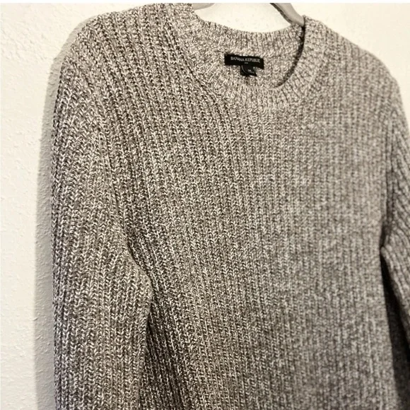 Banana Republic Men’s M Fisherman Sweater Cotton Wool Blend Marled Brown Heavy - Picture 3 of 5